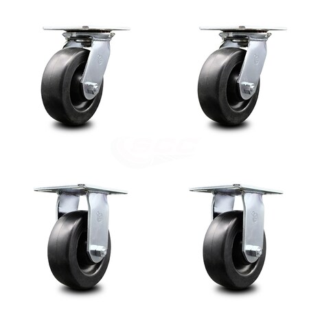 Service Caster 6 Inch Polyolefin Caster Set with Ball Bearings 2 Swivel 2 Rigid SCC-35S620-POB-2-R-2